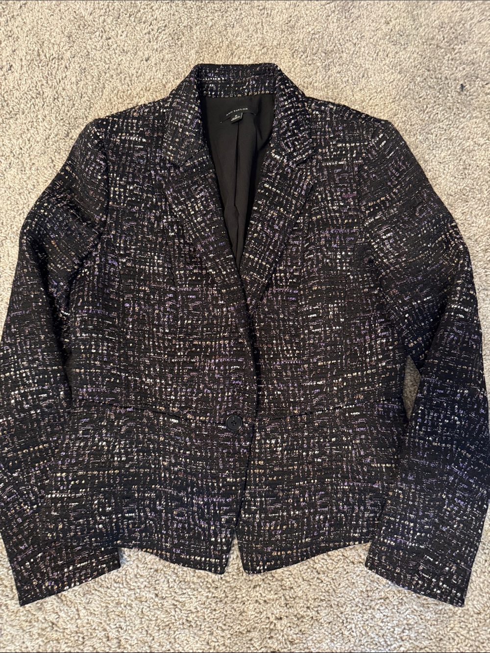 Textured Black & Purpls Women's Blazer Jacket